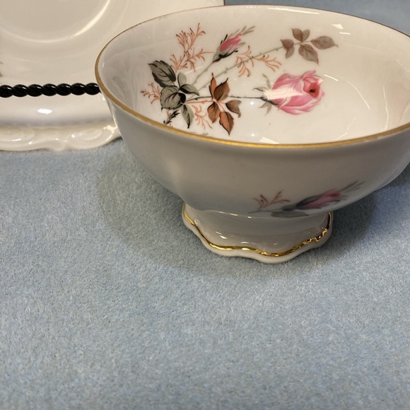 Pink Rose Mitterteich Bavaria Germany Footed Coffee Cup and Saucer - Picture 7 of 15